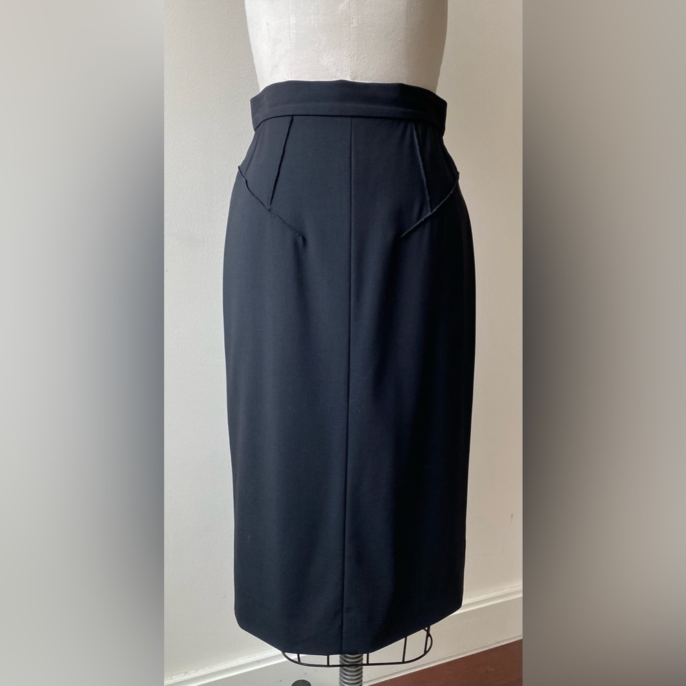 DOLCE & GABBANA DARTED BLACK PENCIL SKIRT